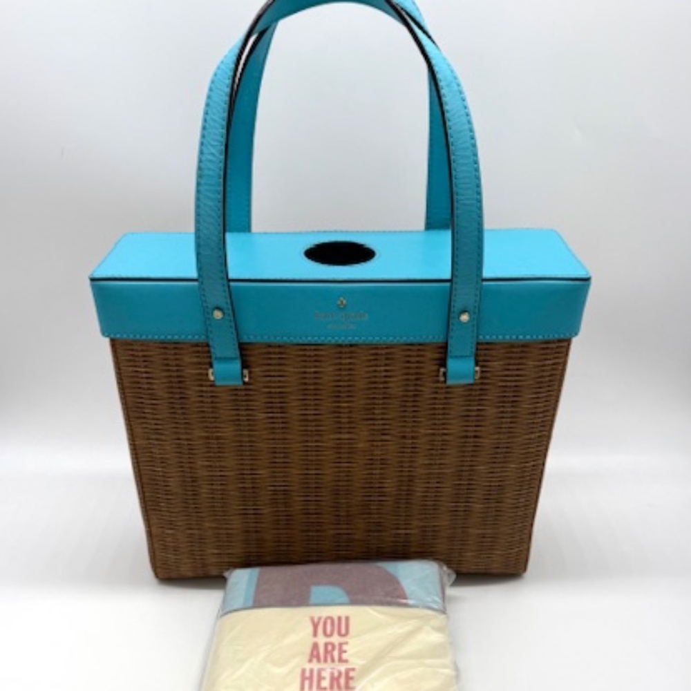 Kate Spade New York "Pack A Picnic Wine Tote" & "You Are Here" Picnic Blanket~